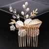 Wedding Headpieces Bride Flower Hair Comb Wedding Hair Ornaments Pearl Small Hair Combs Gold Hairpins Jewelry Tiara Women Combs for Hair Wedding Hair Accessories view 2