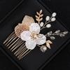 Wedding Headpieces Bride Flower Hair Comb Wedding Hair Ornaments Pearl Small Hair Combs Gold Hairpins Jewelry Tiara Women Combs for Hair Wedding Hair Accessories view 3