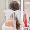 Wedding Headpieces White Bow-Knot Women Barrette Beaded Pearls Bridal Headpiece Wedding Hair Clip Accessories Handmade Yarn Wedding Hair Accessories view 3