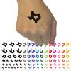 Texas State with Heart Temporary Tattoo Water Resistant Fake Body Art Set Collection - Black (One Sheet) view 1
