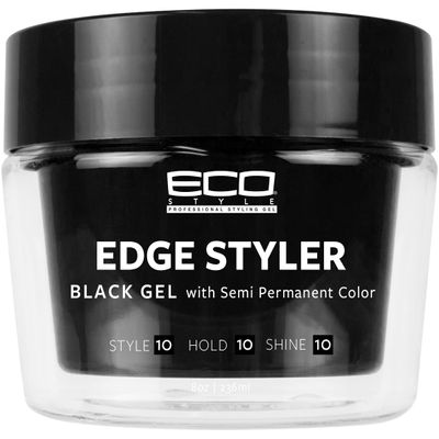Eco Style Professional Styling Gel Edge Styler Black Gel with Semi Permanent Color - 8 fl oz (Pack of 1)