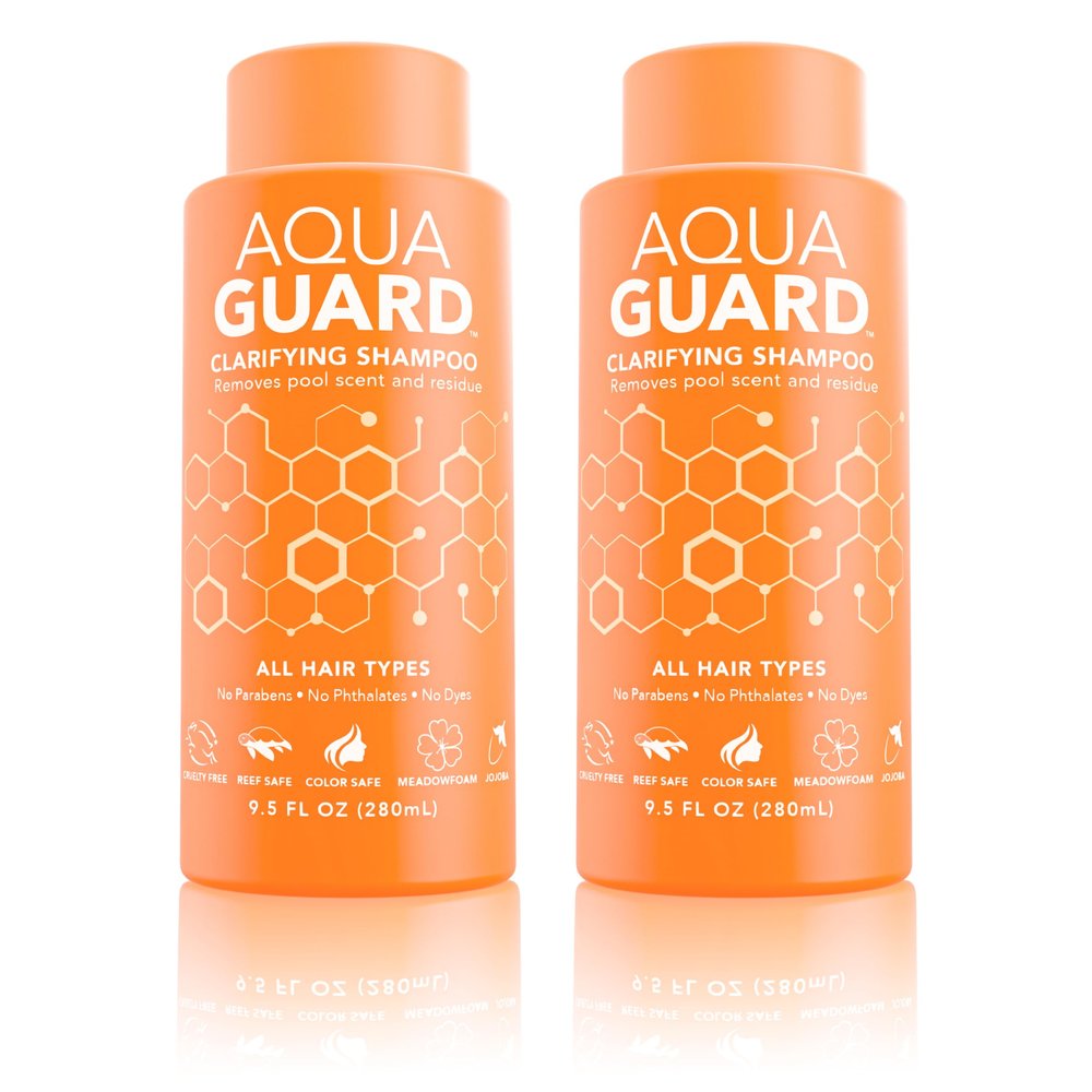 AQUA GUARD Clarifying Shampoo | Remove Chlorine & Pool Hair Smell | Paraben Free, Vegan, Color Safe, Leaping Bunny Certified (2-Pack)