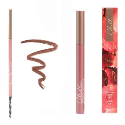 Chella Good Drama Vegan Mascara and Eyebrow Pencil Bundle, Tantalizing Taupe