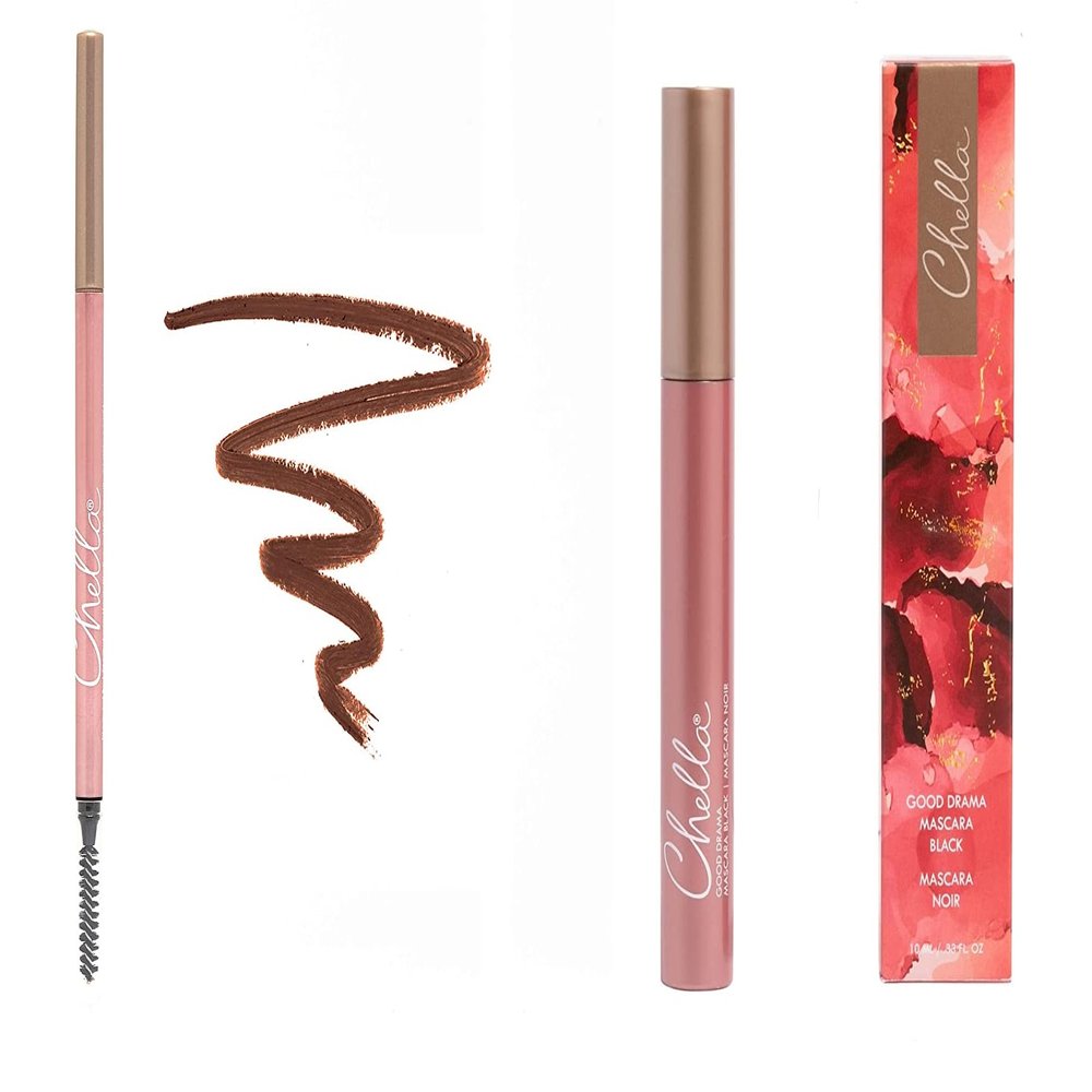 Chella Good Drama Vegan Mascara and Eyebrow Pencil Bundle, Awesome Auburn