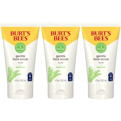 Burt's Bees Gentle Face Scrub with Aloe for Sensitive Skin, 98.9% Natural Origin, 4 Fluid Ounces, Pack of 3