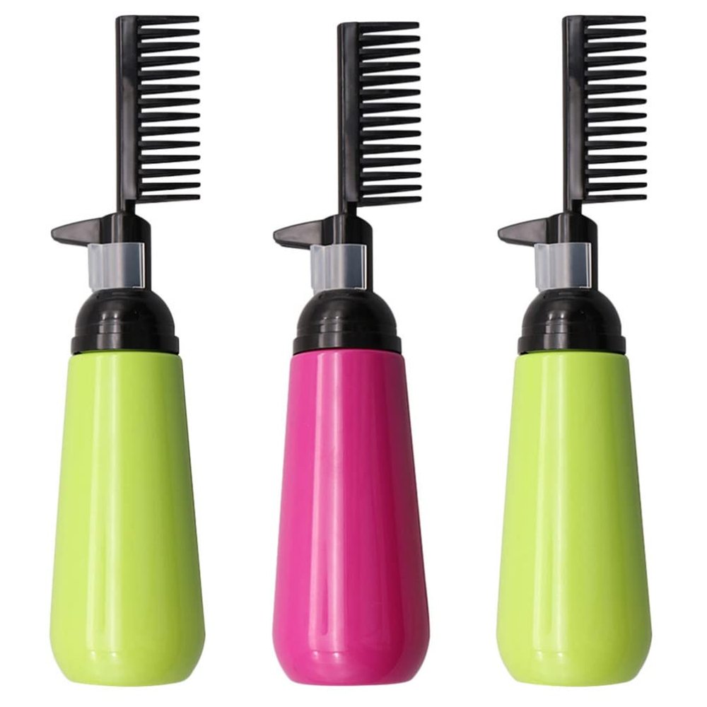 Healifty Hair Styling Tools 3Pcs Root Comb Applicator Bottle 200ML Hair Dye Dispensing Bottle Plastic Squeeze Bottles for Home Salon Random Color Vessel Tools