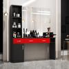 Paddie Barber Salon Station Wall Mount Hair Styling Salon Equipment Set Beauty Spa Furniture Set, Lockable Left Shelf, Mirror not Included (Red & Black) view 1