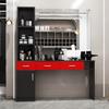 Paddie Barber Salon Station Wall Mount Hair Styling Salon Equipment Set Beauty Spa Furniture Set, Lockable Left Shelf, Mirror not Included (Red & Black) view 2