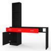 Paddie Barber Salon Station Wall Mount Hair Styling Salon Equipment Set Beauty Spa Furniture Set, Lockable Left Shelf, Mirror not Included (Red & Black) view 3