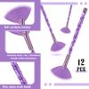 Nuenen 12 Pcs Soft Fan Facial Brushes Mask Acid Applicator Brush for Mud Cream Blush Makeup Peel Glycolic Multi Use Cosmetic Tools with Glitter Quicksand Handle and Pouch(Purple) view 3