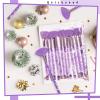 Nuenen 12 Pcs Soft Fan Facial Brushes Mask Acid Applicator Brush for Mud Cream Blush Makeup Peel Glycolic Multi Use Cosmetic Tools with Glitter Quicksand Handle and Pouch(Purple) view 4