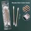 100 Pack Cotton Swabs, Individually Wrapped Cotton Swab, Individually Wrapped Double Tipped Wooden Sticks for Ear, Make-up(4pcs per Bag, 100 Bags, Double Round End) view 2