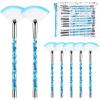 Nuenen 12 Pcs Soft Fan Facial Brushes Mask Acid Applicator Brush for Mud Cream Blush Makeup Peel Glycolic Multi Use Cosmetic Tools with Glitter Quicksand Handle and Pouch(Blue) view 1