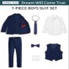 Almighty Magic Boys Navy Blue Suit Slim Fit 5 Pieces Kids Formal Tuxedo for Wedding, Funerals, Proms, Graduation, Thanksgiving and Church Little Boy Suit Size 5 view 3