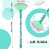 Nuenen 12 Pcs Soft Fan Facial Brushes Mask Acid Applicator Brush for Mud Cream Blush Makeup Peel Glycolic Multi Use Cosmetic Tools with Glitter Quicksand Handle and Pouch(Green) view 2