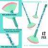Nuenen 12 Pcs Soft Fan Facial Brushes Mask Acid Applicator Brush for Mud Cream Blush Makeup Peel Glycolic Multi Use Cosmetic Tools with Glitter Quicksand Handle and Pouch(Green) view 3