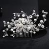 Bridal Hair Side Comb, Sinide Pearl Rhinestone Crystal Wedding Clip Handmade Leaves Bridal Comb Barrette Silver Headpieces for Women Wedding, Vintage Hair Barrette Bridesmaids Headpiece view 1