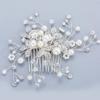 Bridal Hair Side Comb, Sinide Pearl Rhinestone Crystal Wedding Clip Handmade Leaves Bridal Comb Barrette Silver Headpieces for Women Wedding, Vintage Hair Barrette Bridesmaids Headpiece view 2