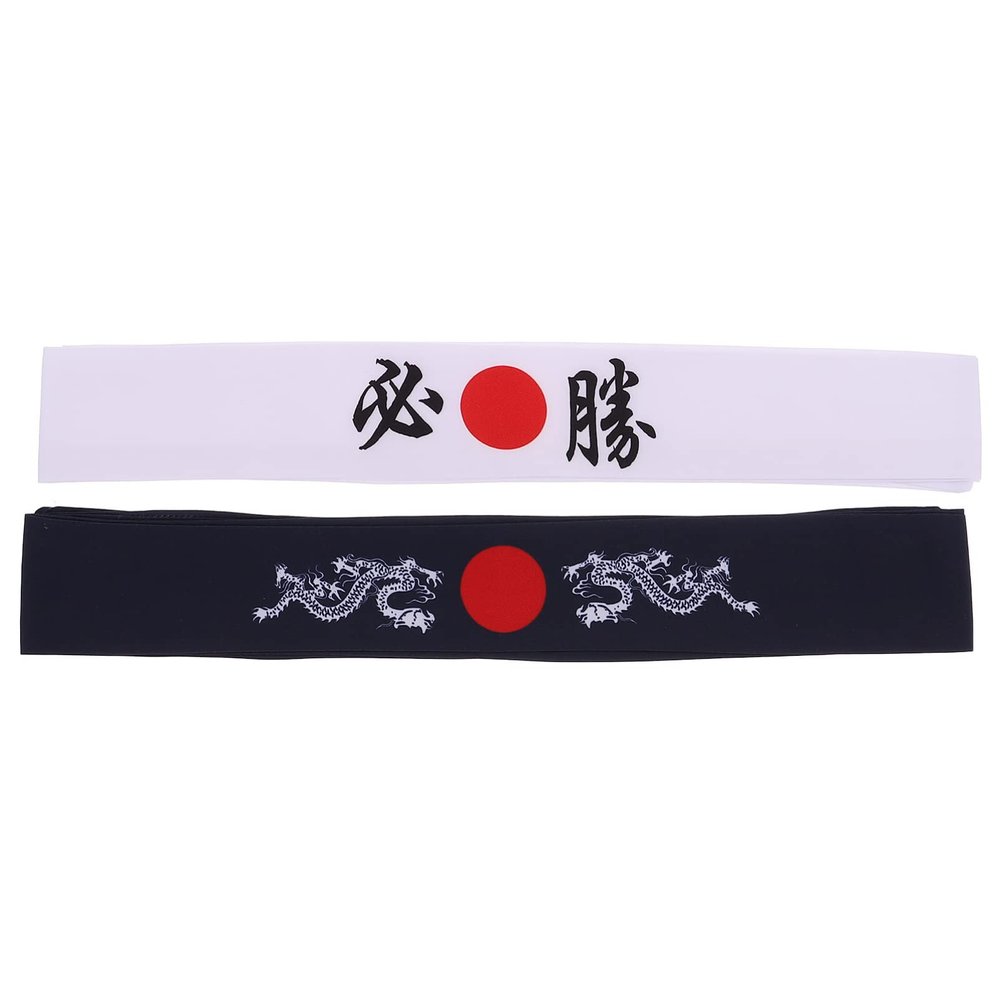 Uonlytech Japanese Headband 2pcs Bushido Headband Fitness Costume Cotton Curls Sports