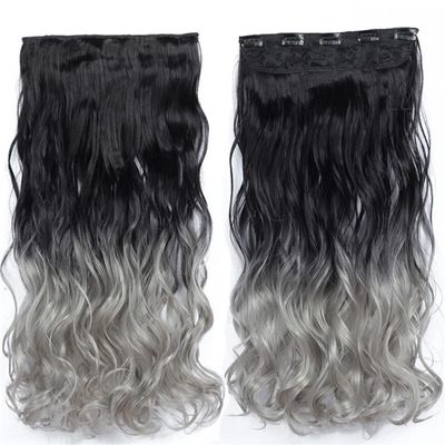 22Inch 5 Clips In One Piece Long Straight Hair For White Women Hair Synthetic Hairpiece Extensions Brown Green Pink SD88 1BT0906 22inches