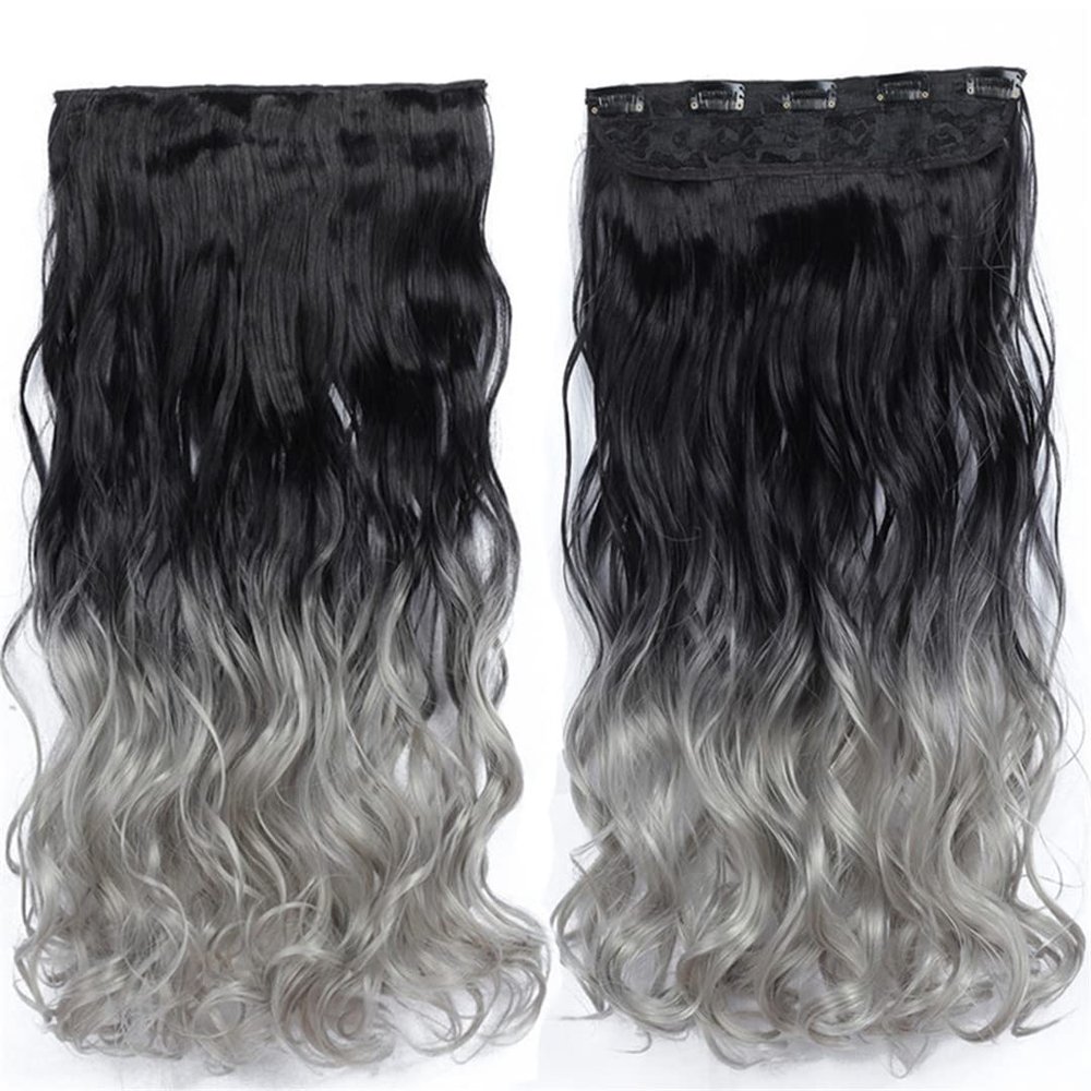 22Inch 5 Clips In One Piece Long Straight Hair For White Women Hair Synthetic Hairpiece Extensions Brown Green Pink SD88 1BT0906 22inches