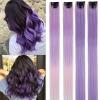 22Inch Straight Synthetic Hair Clips In Hair Extensions 4PC/Set Long Purple Pink Colored Clips In Hairpieces For Kids Fen se 1Clip with net view 2