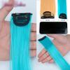22Inch Straight Synthetic Hair Clips In Hair Extensions 4PC/Set Long Purple Pink Colored Clips In Hairpieces For Kids Fen se 1Clip with net view 4