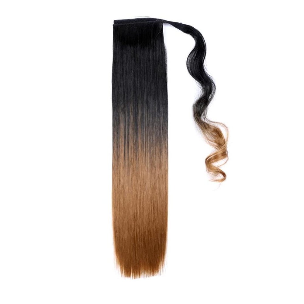 22Inches Synthetic Long Straight Wrap Around Clip In Ponytail Hair Extension Heat Tail Fake Hair 1B-27 22inches