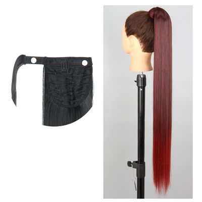 55 85Cm Synthetic Ponytail Long Straight Wine Red Blonde Tail Hair Extensions Heat Horsetail Hairpiece 66-1bt39 34inches