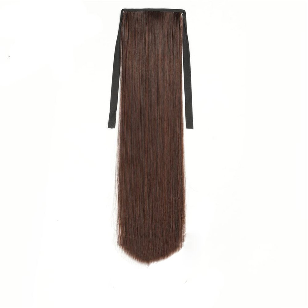 18/24/30 Inch Synthetic Hairpiece Ponytail Chip-In Hair Extensions Tail Wig Ponytail Black/Brown Straight Ponytail Hair Dark Brown 24inches 1Pcs/Lot