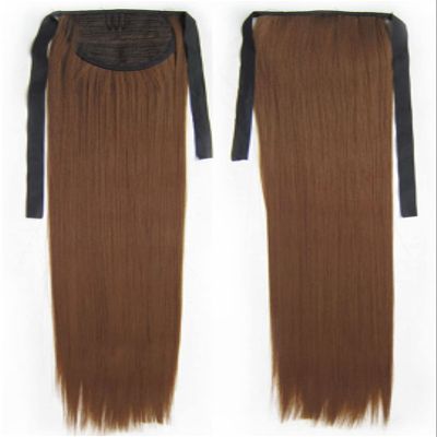22" Ribbon Synthetic Ponytail Tie Up Long Straight Steel Comb Hairpiece 33 Kinds Of Color Available, 80G/Pc RP666 Color 6 22inches