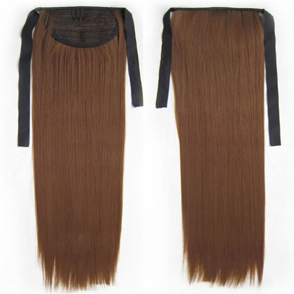 22" Ribbon Synthetic Ponytail Tie Up Long Straight Steel Comb Hairpiece 33 Kinds Of Color Available, 80G/Pc RP666 Color 6 22inches