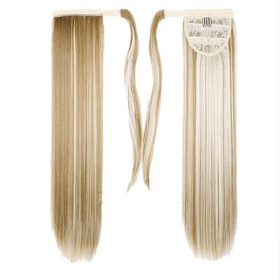 18/28Inch Claw Clip On Ponytail Hair Extension For Women Long Wavy/Straight Brown Synthetic Tail Hair Hairpiece T42730 24inches