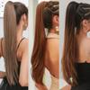 18/28Inch Claw Clip On Ponytail Hair Extension For Women Long Wavy/Straight Brown Synthetic Tail Hair Hairpiece T42730 24inches view 4