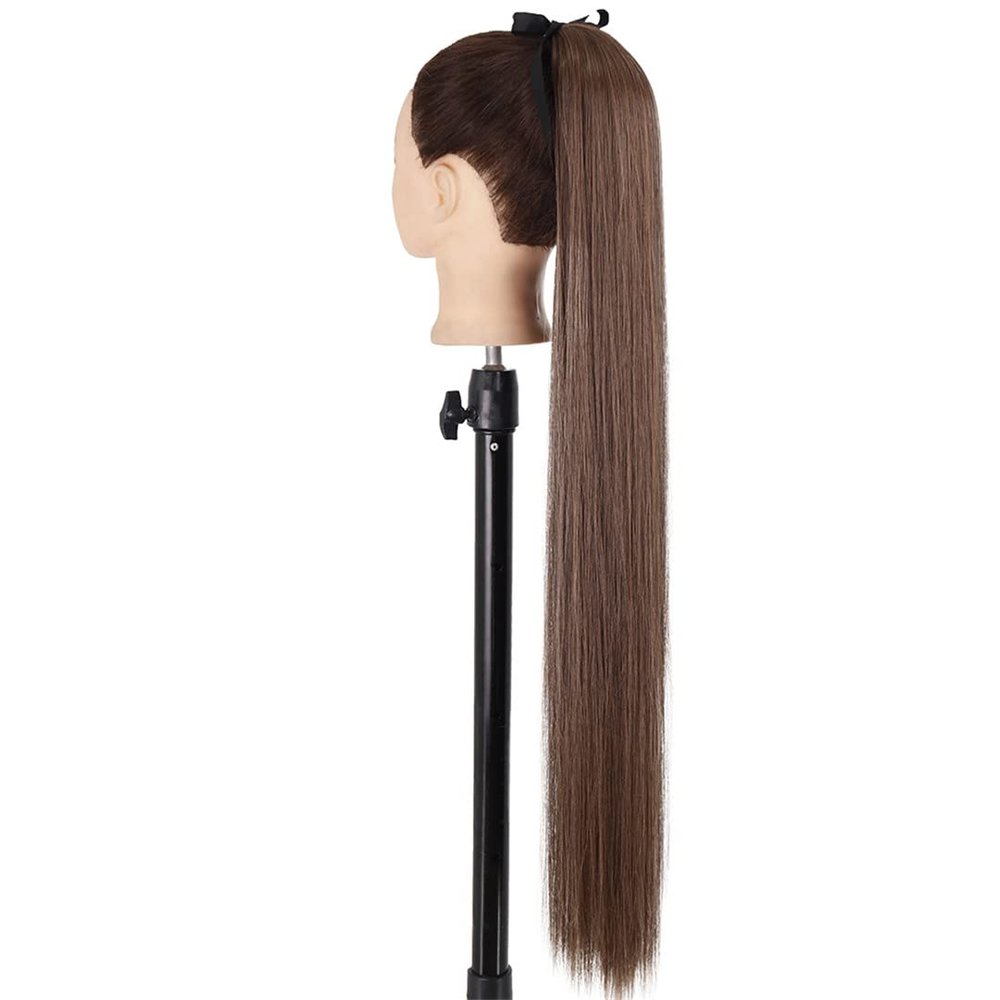 55 85Cm Synthetic Ponytail Long Straight Wine Red Blonde Tail Hair Extensions Heat Horsetail Hairpiece 13-2-30 34inches
