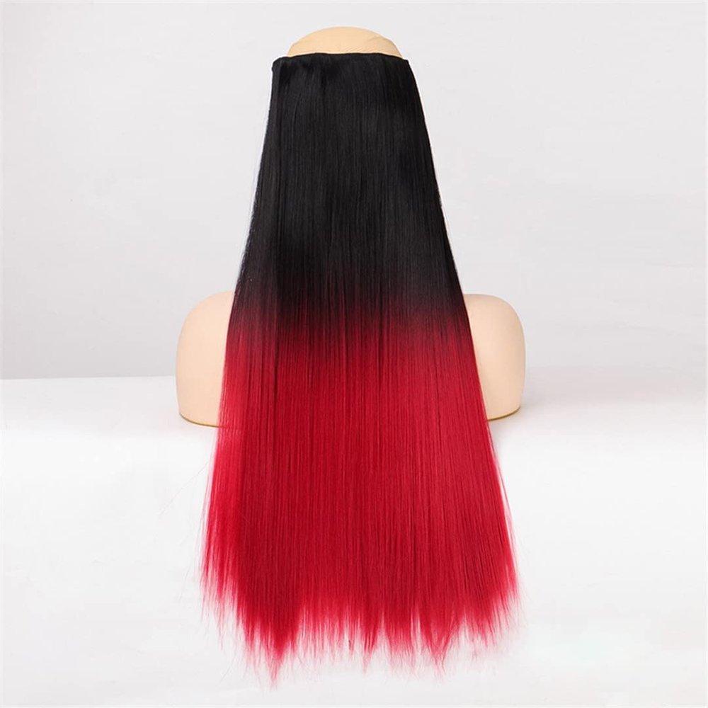5 Hair Clips Synthetic Hair Long Straight Clips Hair Extensions Natural Wigs For Women High Hair Pieces 1B-1131