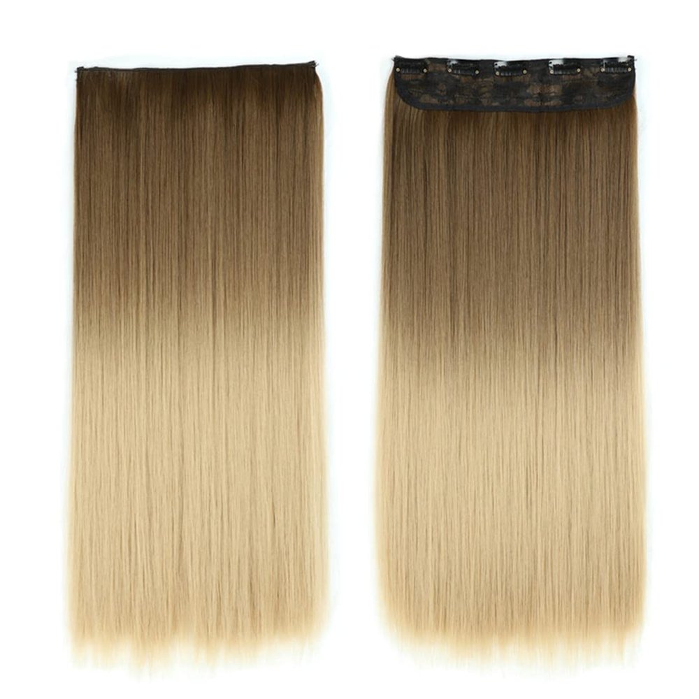 22Inch 5 Clips In One Piece Long Straight Hair For White Women Hair Synthetic Hairpiece Extensions Brown Green Pink SD66 8T24 22inches