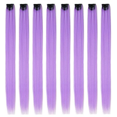 22Inch Long Synthetic Hair Clip In One Piece Hair Extension 8PC/Set A1 Blue Purple Straight Colored Clips Hairpieces 430HL 22inches 1 PC