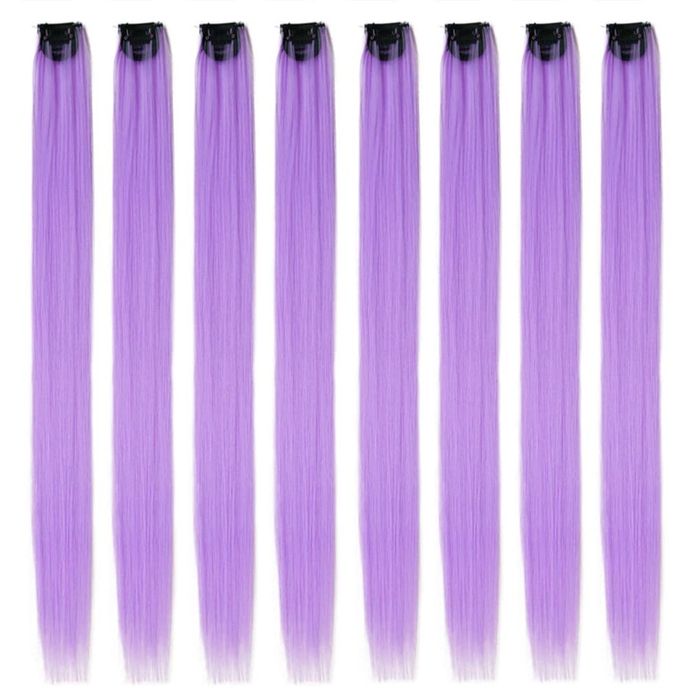 22Inch Long Synthetic Hair Clip In One Piece Hair Extension 8PC/Set A1 Blue Purple Straight Colored Clips Hairpieces 430HL 22inches 1 PC
