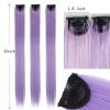 22Inch Long Synthetic Hair Clip In One Piece Hair Extension 8PC/Set A1 Blue Purple Straight Colored Clips Hairpieces 430HL 22inches 1 PC view 4