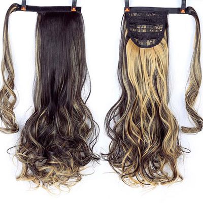 18/28Inch Claw Clip On Ponytail Hair Extension For Women Long Wavy/Straight Brown Synthetic Tail Hair Hairpiece 24inches