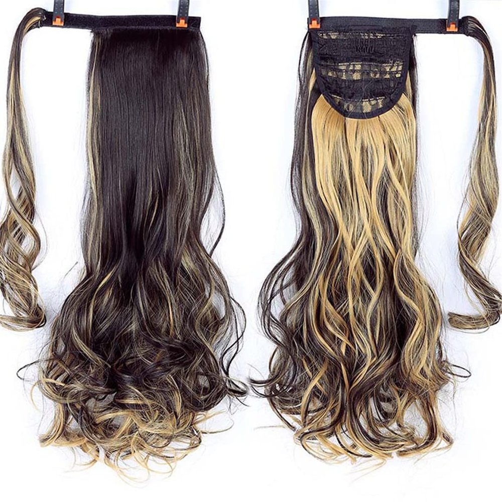 18/28Inch Claw Clip On Ponytail Hair Extension For Women Long Wavy/Straight Brown Synthetic Tail Hair Hairpiece 24inches