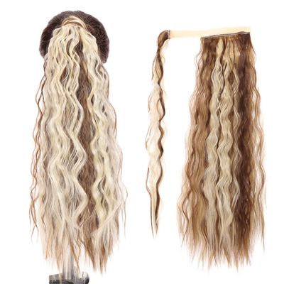 18/28Inch Claw Clip On Ponytail Hair Extension For Women Long Wavy/Straight Brown Synthetic Tail Hair Hairpiece #99 32inches