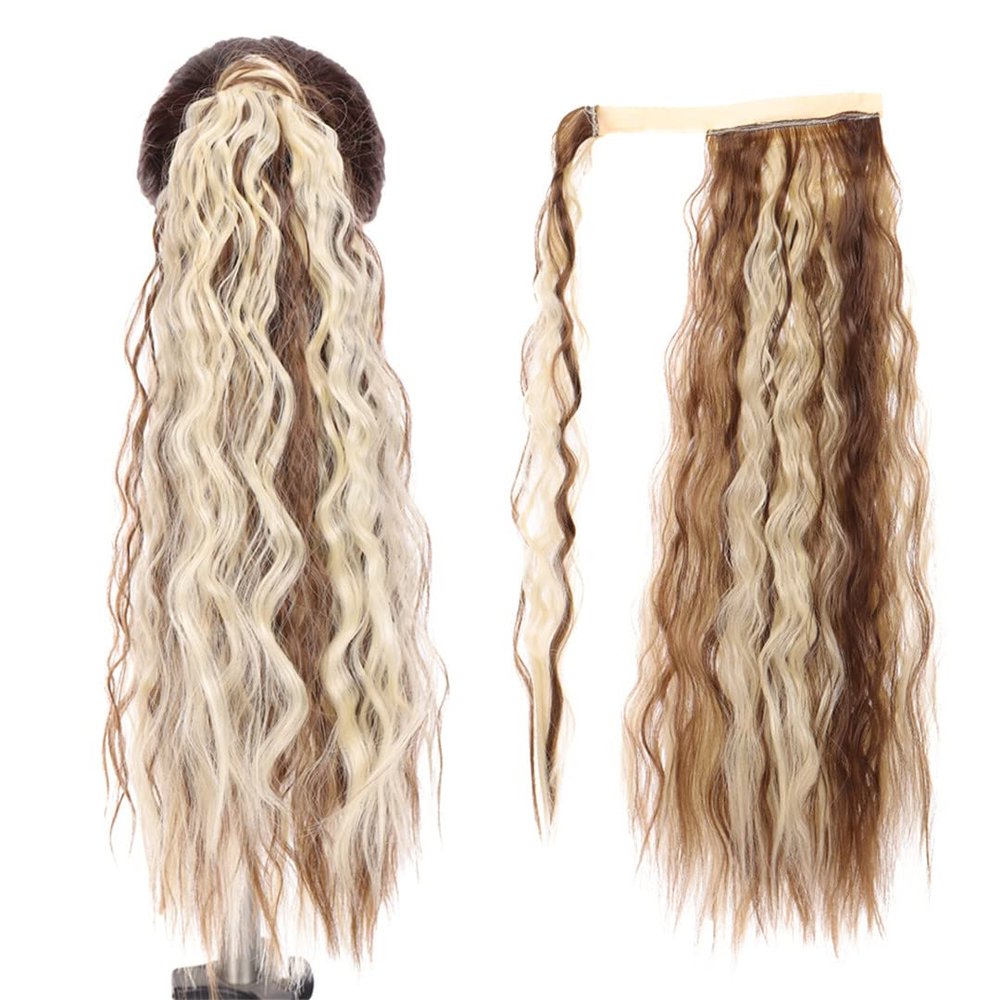 18/28Inch Claw Clip On Ponytail Hair Extension For Women Long Wavy/Straight Brown Synthetic Tail Hair Hairpiece #99 32inches