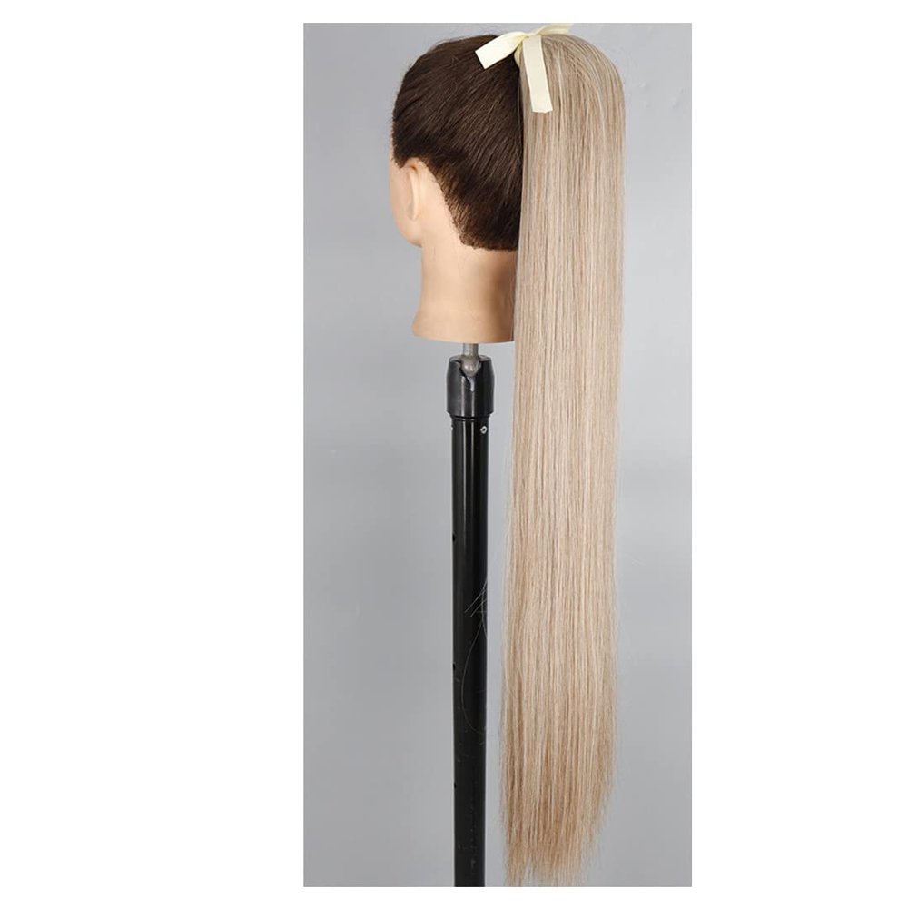 55 85Cm Synthetic Ponytail Long Straight Wine Red Blonde Tail Hair Extensions Heat Horsetail Hairpiece 13-m12-613 34inches