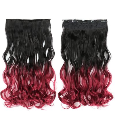 22Inch 5 Clips In One Piece Long Straight Hair For White Women Hair Synthetic Hairpiece Extensions Brown Green Pink SD88 1BTBURG 22inches