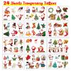 Apeso Christmas Temporary Tattoos for Kids, 24 Sheets Fake Cute Tattoo Stickers Waterproof for Body Face, Birthday Christmas Party Favors Supplies Stocking Stuffers Gifts for Boys Girls view 2