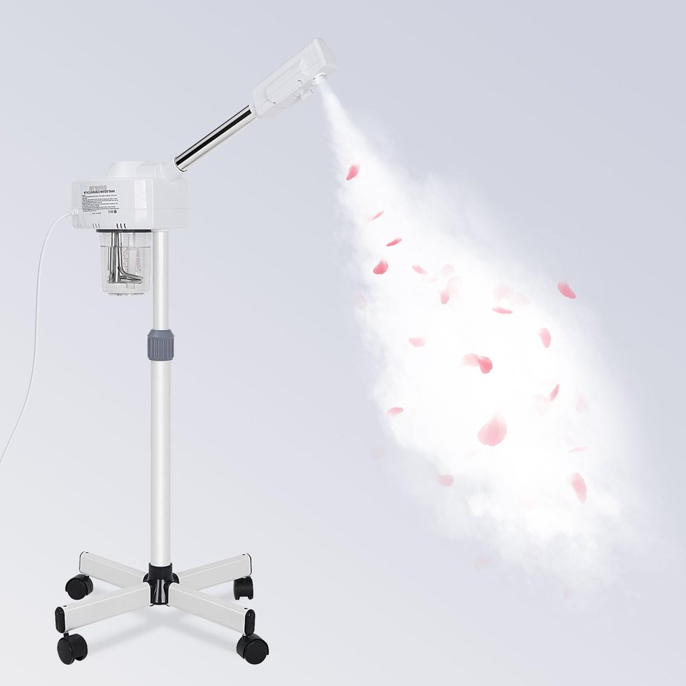 Saicool Professional Facial Steamer - Standing Ozone Facial Steamer on Wheels w Hot Mist for Facial Treatment Personal Care for Spa Salon Home Use