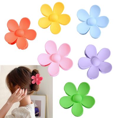6 PCS Hair Claw Clips,Matte Flower Hair Clips,Cute Hair Catch Barrettes Jaw Clamps,Non Slip Cute Hair Accessories Headwear for Women Girls (A)