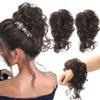 2 PCS Messy Bun Hair Piece, Risbel Updo Super Long Tousled Extensions Bun Curly Wavy Ponytail Hairpieces Hair Scrunchies with Elastic Rubber Band Synthetic Chignon hair extension for Women Girls , women's hair piece(Chocolate Brown) view 1